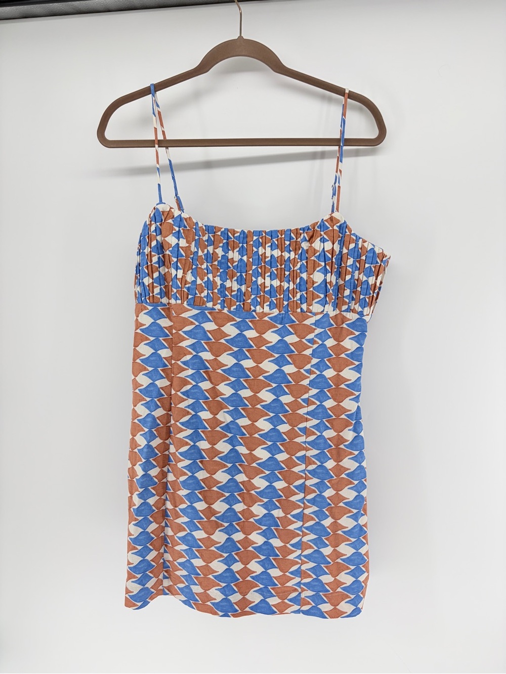 NWT Anthropologie Maeve Ophelia Sleeveless Linen Slim Mini Dress Blue & Rust 12